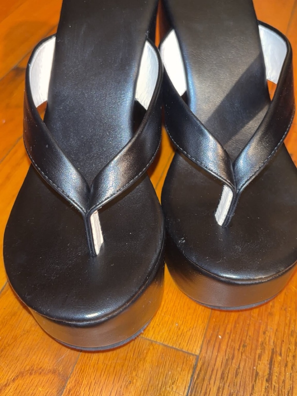 Platform Flip-Flop Sandals for Women in Black
